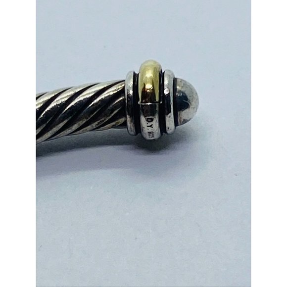 David Yurman Sterling Silver 18K 750 Gold 4mm Dome Bracelet - Picture 7 of 8